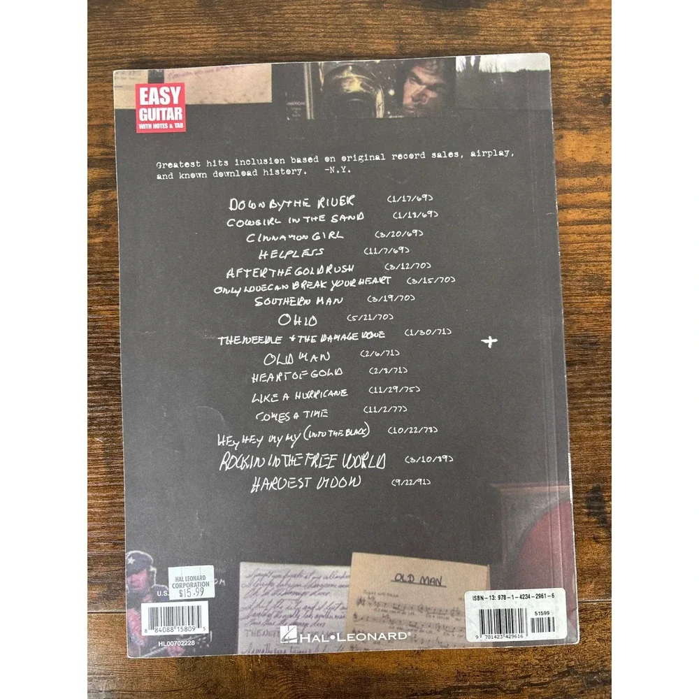 Neil Young Greatest Hits Easy Guitar Songbook Notes & Tab Hal Leonard